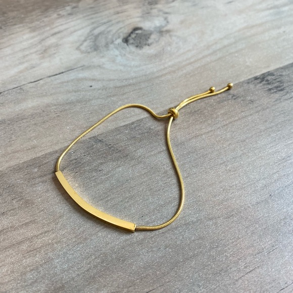 COPY - Gold Curved Bar Bracelet with Pull Ties - Picture 3 of 6